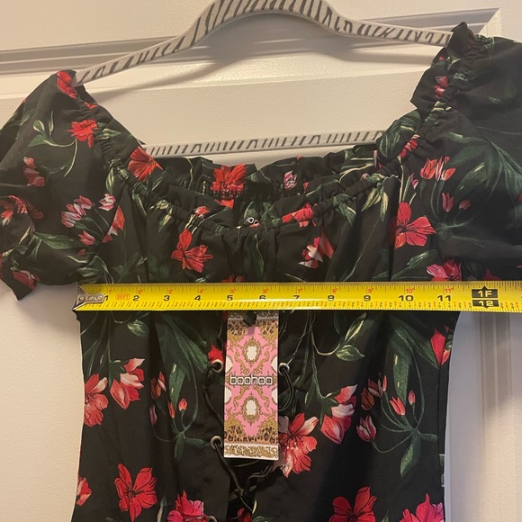 🎉 4/3 Host Pick! 🎉 Boohoo Floral Off The Shoulder Mini Dress - Size 6 - NWT - Picture 10 of 11